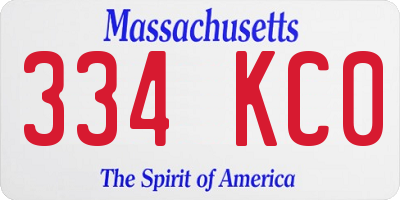 MA license plate 334KC0