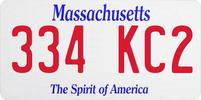 MA license plate 334KC2