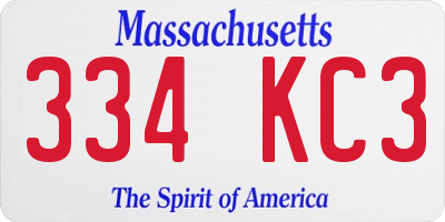 MA license plate 334KC3