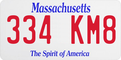 MA license plate 334KM8