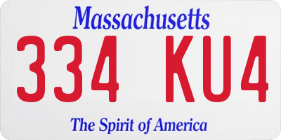 MA license plate 334KU4