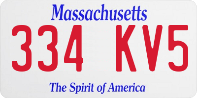 MA license plate 334KV5