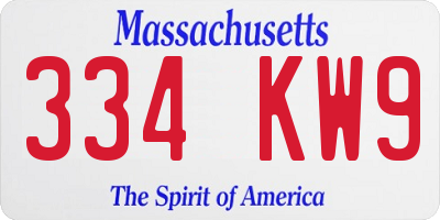 MA license plate 334KW9