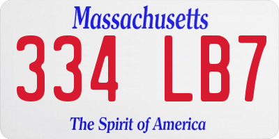 MA license plate 334LB7