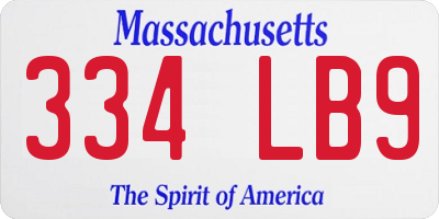 MA license plate 334LB9