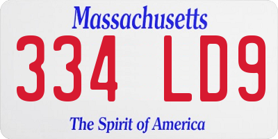 MA license plate 334LD9