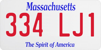 MA license plate 334LJ1