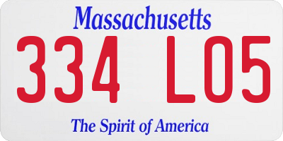 MA license plate 334LO5