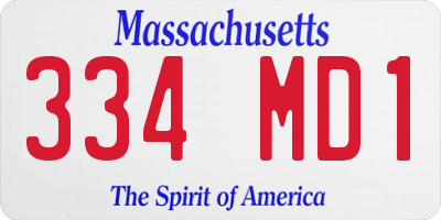 MA license plate 334MD1