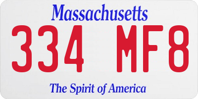 MA license plate 334MF8