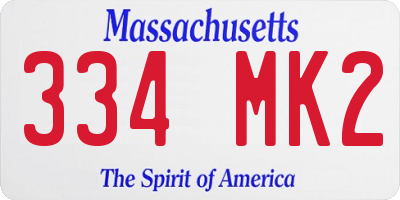 MA license plate 334MK2