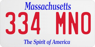 MA license plate 334MN0