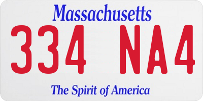 MA license plate 334NA4