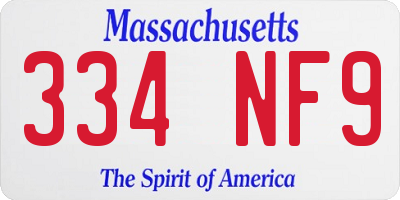 MA license plate 334NF9