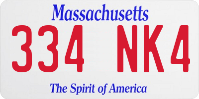 MA license plate 334NK4