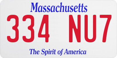 MA license plate 334NU7