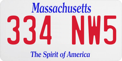 MA license plate 334NW5