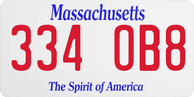MA license plate 334OB8