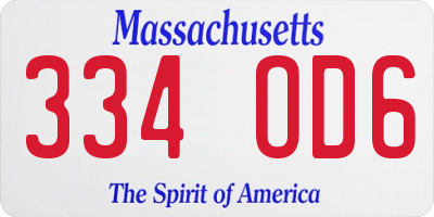 MA license plate 334OD6
