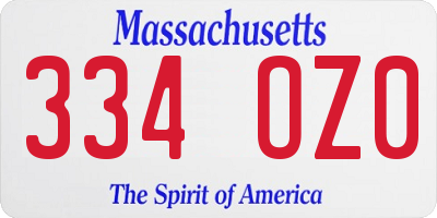 MA license plate 334OZ0
