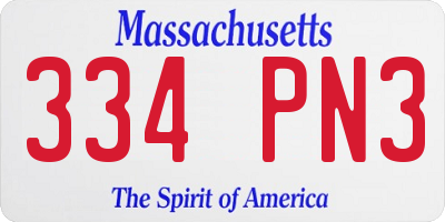 MA license plate 334PN3