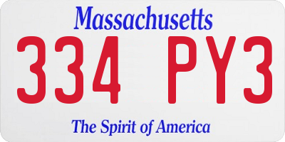 MA license plate 334PY3
