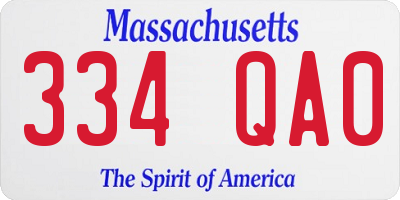 MA license plate 334QA0