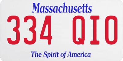 MA license plate 334QI0