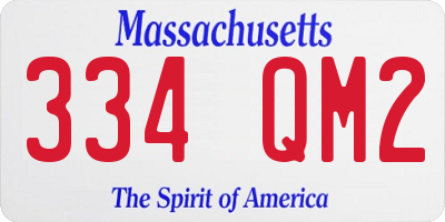 MA license plate 334QM2