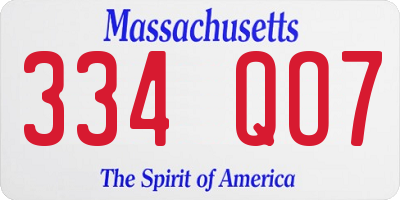 MA license plate 334QO7