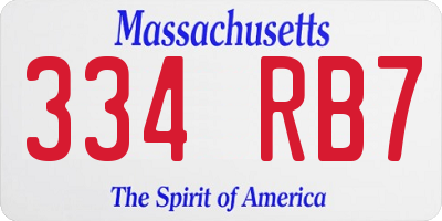 MA license plate 334RB7