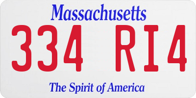 MA license plate 334RI4