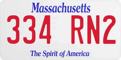 MA license plate 334RN2