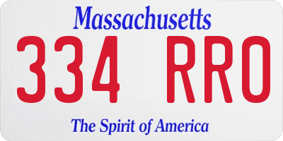 MA license plate 334RR0