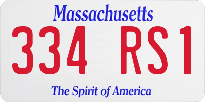MA license plate 334RS1