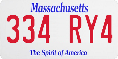 MA license plate 334RY4