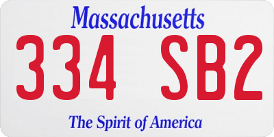 MA license plate 334SB2