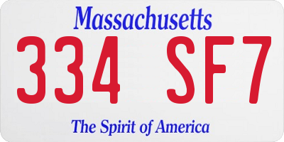 MA license plate 334SF7