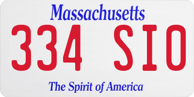 MA license plate 334SI0
