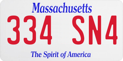 MA license plate 334SN4
