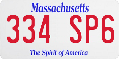 MA license plate 334SP6
