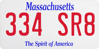 MA license plate 334SR8