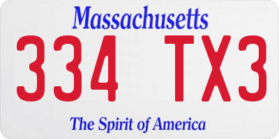 MA license plate 334TX3