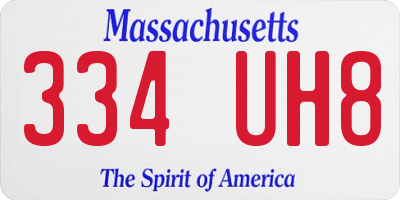 MA license plate 334UH8