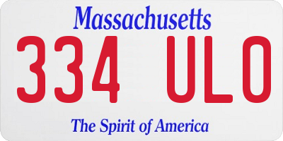 MA license plate 334UL0