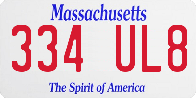 MA license plate 334UL8