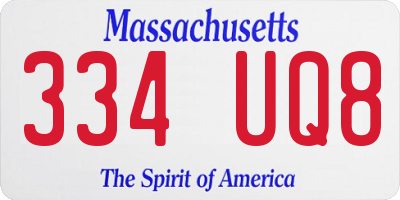 MA license plate 334UQ8
