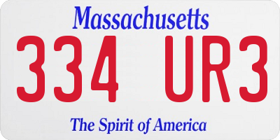 MA license plate 334UR3