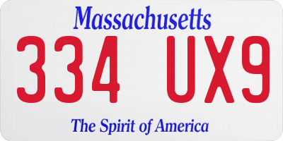 MA license plate 334UX9