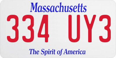 MA license plate 334UY3